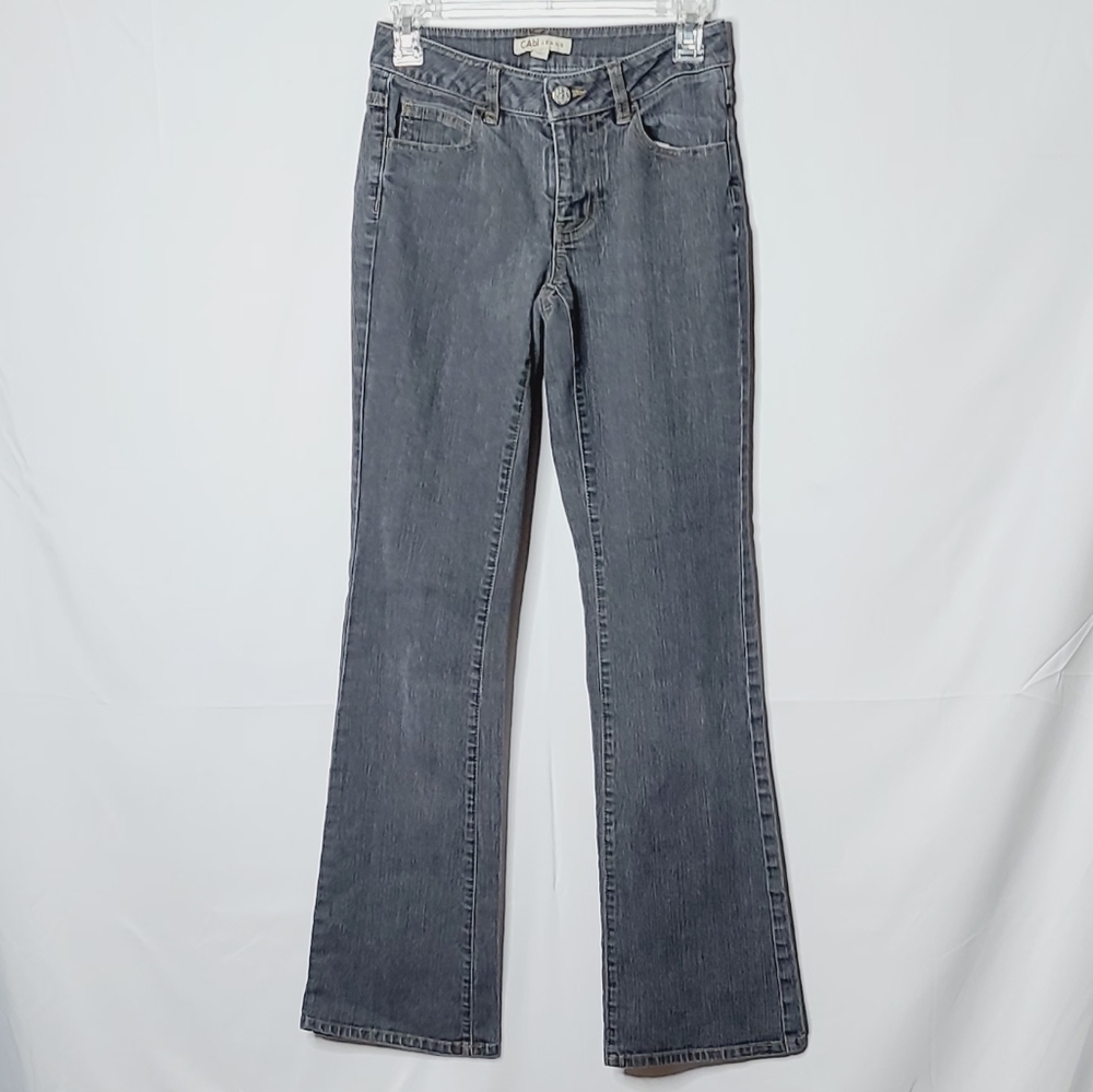 CAbi boot cut gray denim blue jeans size 0